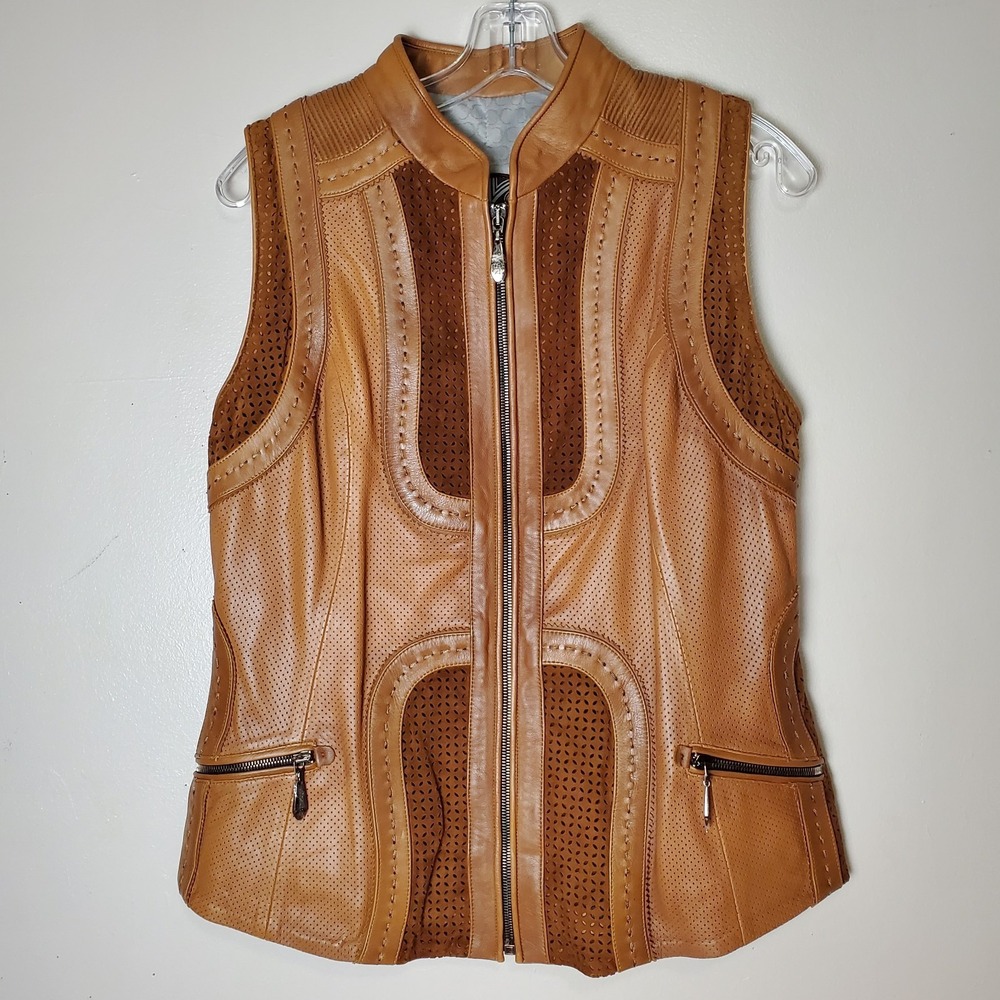 NWOT Cuadra Women's XL Brown Sheepskin Leather Vest Luxury Western Festival Boho